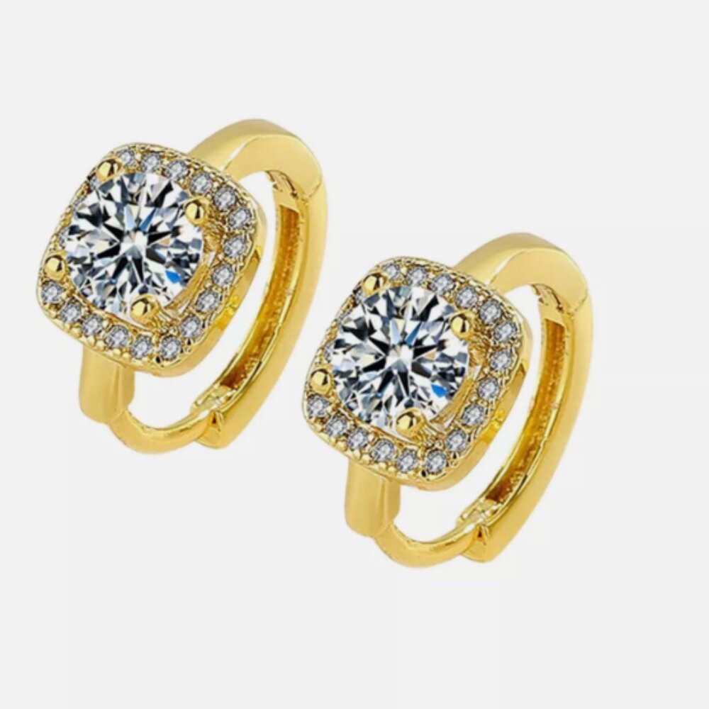 Stud Earrings Are Geometrically Square Diamond Dainty Small